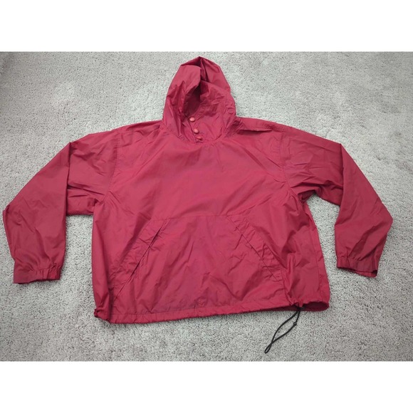 Chaps Ralph Lauren Windbreaker Mens XL Red Pullover Hooded Drawstring 100% Nylon - Picture 1 of 10